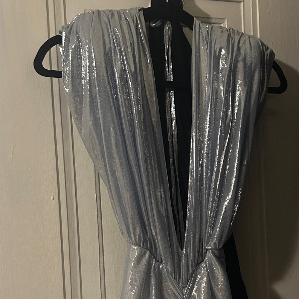 Elegant Silver Backless Dress